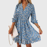 Christine | Robe Florale à Manches Bouffantes