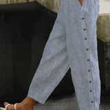 Linaya - Pantalon Rayé à Boutons