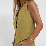 Aira - Buttoned Vest and Wide-Leg Pants Set