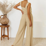 Megan - Ensemble Top Minimaliste avec Pantalon Évasé