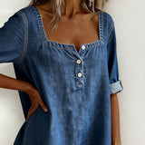 Avélia | Chemise en denim à col carré
