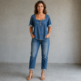 Avélia | Chemise en denim à col carré
