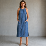 Julia | Robe en denim à dentelle rétro